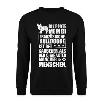 Französische Bulldogge lustige Geschenkideen - Unisex Pullover - Schwarz - Vorne - Alina (178cm) & Michal (187cm)