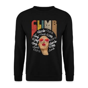 Climb Retro Vintage Afro Girl - Unisex Sweatshirt - black - Front - Alina (178cm) & Michal (187cm)