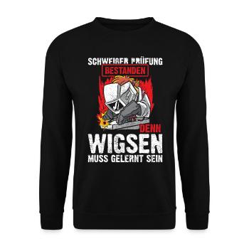 Schweißer Prüfung Abschluss Geschenk - Unisex Pullover - Schwarz - Vorne - Alina (178cm) & Michal (187cm)