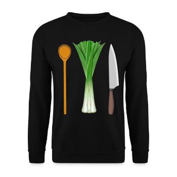 Leeks Vegetarian Cooking Wooden Spoon Job Professions - Unisex Sweatshirt - black - Front - Alina (178cm) & Michal (187cm)