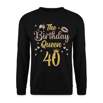 40e anniversaire reine 40 ans quarante ans - Sweat-shirt Unisexe - noir - Devant - Alina (178cm) & Michal (187cm)