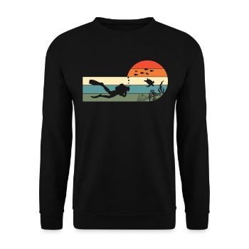 Scuba Diving Vintage Retro Diver - Unisex Pullover - Schwarz - Vorne - Alina (178cm) & Michal (187cm)