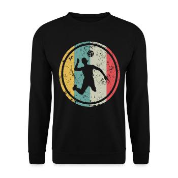 Retro Volleyballer Beach Volleyball Spieler - Unisex Pullover - Schwarz - Vorne - Alina (178cm) & Michal (187cm)