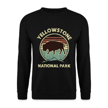 Yellowstone National Park Bison - Unisex Sweatshirt - black - Front - Alina (178cm) & Michal (187cm)