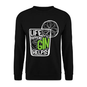 Life Happens Gin Helps - Sweat-shirt Unisexe - noir - Devant - Alina (178cm) & Michal (187cm)