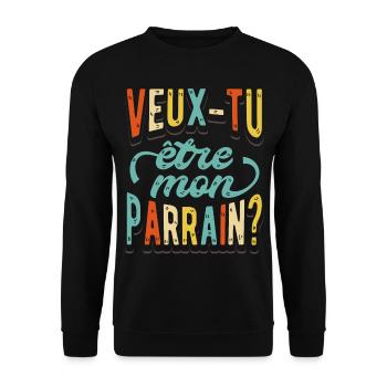 Veux Tu Etre Mon Parrain - Sweat-shirt Unisexe - noir - Devant - Alina (178cm) & Michal (187cm)
