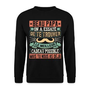 Beau-père Beau-Papa - Sweat-shirt Unisexe - noir - Devant - Alina (178cm) & Michal (187cm)