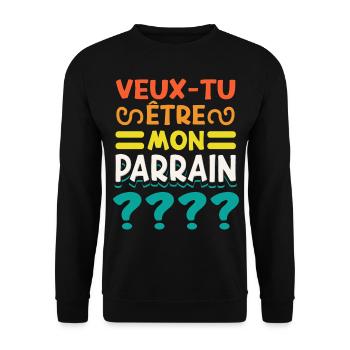 Veux Tu Etre Mon Parrain - Sweat-shirt Unisexe - noir - Devant - Alina (178cm) & Michal (187cm)