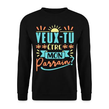 Veux Tu Etre Mon Parrain - Sweat-shirt Unisexe - noir - Devant - Alina (178cm) & Michal (187cm)