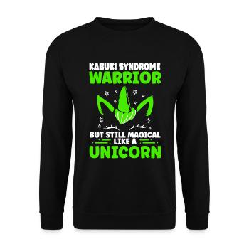 Kabuki Syndrome Awareness Green Magical Unicorn - Unisex Pullover - Schwarz - Vorne - Alina (178cm) & Michal (187cm)