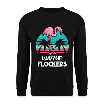 Flamingo Pink Flamingo Flamingo Geschenk - Unisex Pullover - Schwarz - Vorne - Alina (178cm) & Michal (187cm)