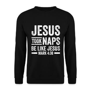 Christians Jesus God Religion Love Cross Gift - Unisex Sweatshirt - black - Front - Alina (178cm) & Michal (187cm)