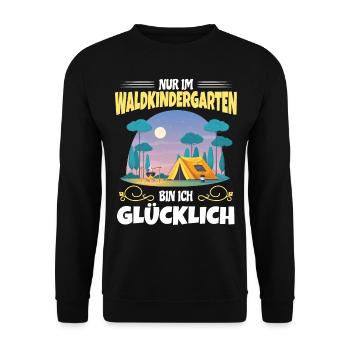 Nur Im Waldkindergarten Bin Ich Glücklich - Unisex Pullover - Schwarz - Vorne - Alina (178cm) & Michal (187cm)