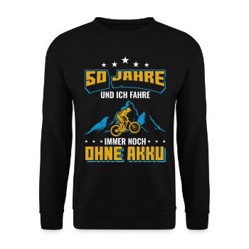 Fahrrad | 50 Geburtstag Radfahrer Geschenkidee - Unisex Pullover - Schwarz - Vorne - Alina (178cm) & Michal (187cm)