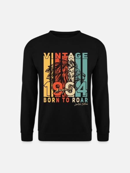 Vintage August 1964 Löwe Geschenkidee - Unisex Pullover - Schwarz