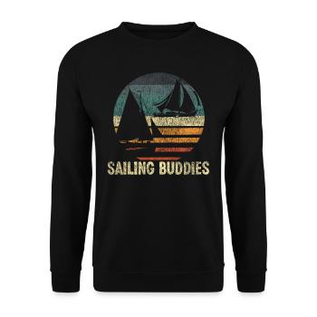 Sailing Buddies Sailboat Retro - Sweat-shirt Unisexe - noir - Devant - Alina (178cm) & Michal (187cm)
