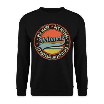Steinmetz Geburtstagsgeschenk - Unisex Pullover - Schwarz - Vorne - Alina (178cm) & Michal (187cm)