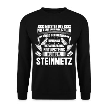 Lustiges Steinmetz Beruf Sprüche Geschenk - Unisex Pullover - Schwarz - Vorne - Alina (178cm) & Michal (187cm)