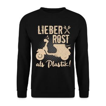 Motorroller Roller Rollerfahrer Scooter Zweirad - Unisex Pullover - Schwarz - Vorne - Alina (178cm) & Michal (187cm)