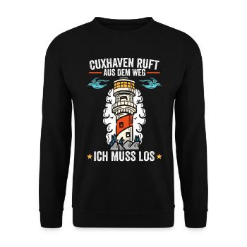 Cuxhaven ruft aus dem Weg ich muss los - Unisex Pullover - Schwarz - Vorne - Alina (178cm) & Michal (187cm)