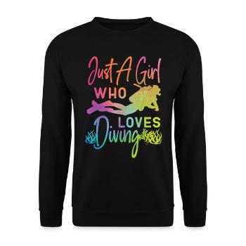 Scuba Diver Just A Girl Who Loves - Unisex Sweatshirt - black - Front - Alina (178cm) & Michal (187cm)