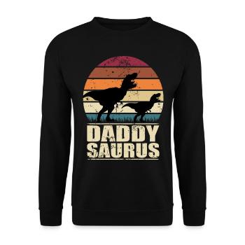 DaddySaurus Vater Dinosaurier Papa Saurus Familien - Unisex Pullover - Schwarz - Vorne - Alina (178cm) & Michal (187cm)