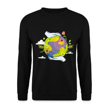 Klimawandel Tshirt Energiewende Umwelt Ökologie - Unisex Pullover - Schwarz - Vorne - Alina (178cm) & Michal (187cm)