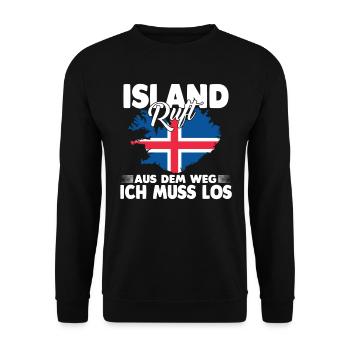 Island ruft aus dem Weg ich muss los - Unisex Pullover - Schwarz - Vorne - Alina (178cm) & Michal (187cm)