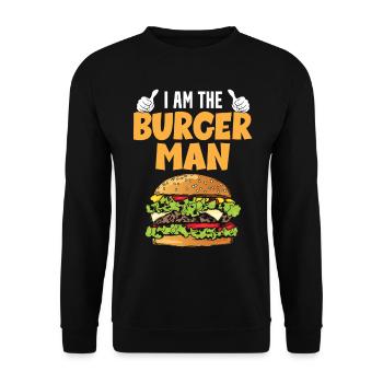 Ich Bin Der Burger Mann - Unisex Pullover - Schwarz - Vorne - Alina (178cm) & Michal (187cm)