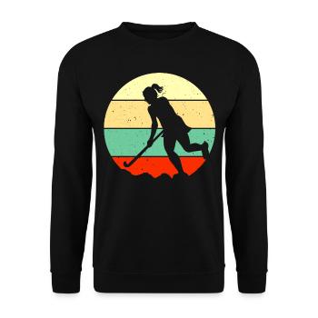 Retro Field Hockey Player Coach Goalkeeper Sport F - Unisex Pullover - Schwarz - Vorne - Alina (178cm) & Michal (187cm)