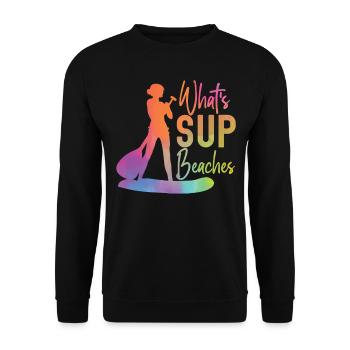 SUP Paddleboard Girl Watercolor - Unisex Pullover - Schwarz - Vorne - Alina (178cm) & Michal (187cm)