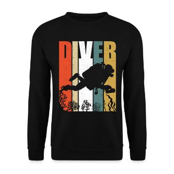 Scuba Diving Vintage Retro Diver - Unisex Pullover - Schwarz - Vorne - Alina (178cm) & Michal (187cm)