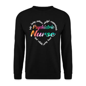 Cardiac Nurse Heart Word Cloud - Unisex Pullover - Schwarz - Vorne - Alina (178cm) & Michal (187cm)