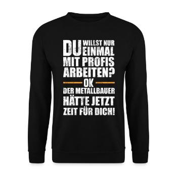 Metallbauer Geschenkidee - Unisex Pullover - Schwarz - Vorne - Alina (178cm) & Michal (187cm)