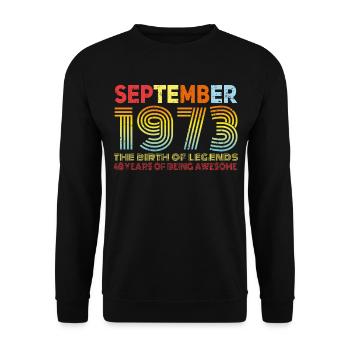 September 1973 Vintage gift idea - Unisex Sweatshirt - black - Front - Alina (178cm) & Michal (187cm)