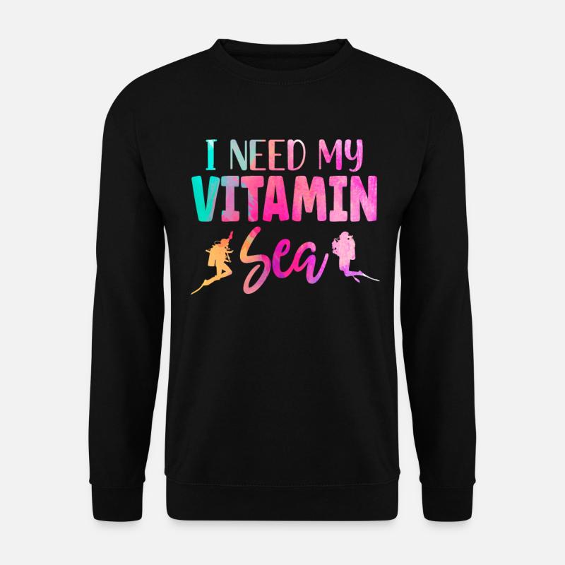 Scuba Diving Diver Girl Watercolor - Unisex Pullover - Schwarz