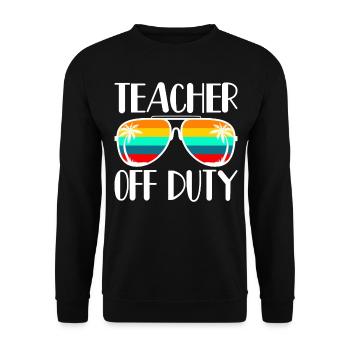 Teacher Off Duty Lehrer Urlaub Strand Sommer - Unisex Pullover - Schwarz - Vorne - Alina (178cm) & Michal (187cm)