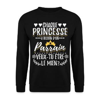 Veux Tu Etre Mon Parrain - Sweat-shirt Unisexe - noir - Devant - Alina (178cm) & Michal (187cm)