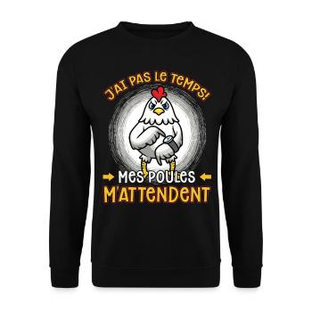 Papys Poules Humour Mamans Poules - Sweat-shirt Unisexe - noir - Devant - Alina (178cm) & Michal (187cm)