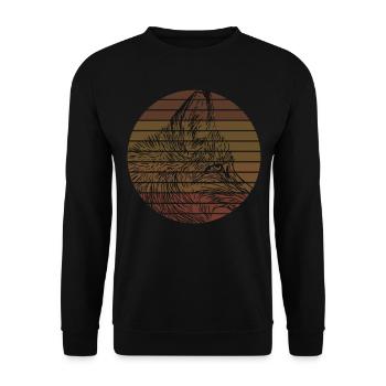 Fox Animal Motif Animal Face Animal Motif Imprint - Unisex Sweatshirt - black - Front - Alina (178cm) & Michal (187cm)