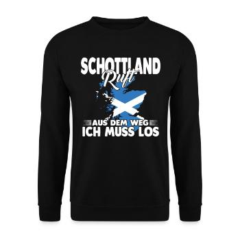Schottland ruft aus dem Weg ich muss los - Unisex Pullover - Schwarz - Vorne - Alina (178cm) & Michal (187cm)