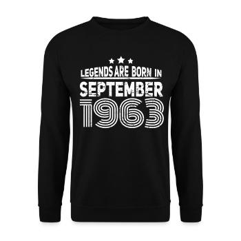 Born in September 1963 Vintage - Unisex Sweatshirt - black - Front - Alina (178cm) & Michal (187cm)