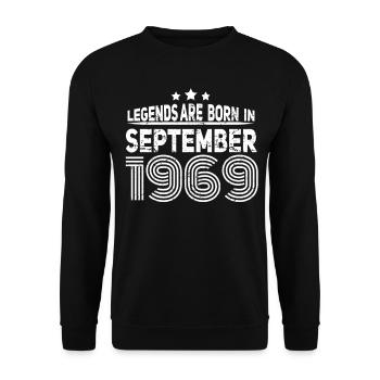 Né en septembre 1969 Vintage - Sweat-shirt Unisexe - noir - Devant - Alina (178cm) & Michal (187cm)