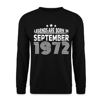 September 1972 Vintage Geschenkidee - Unisex Pullover - Schwarz - Vorne - Alina (178cm) & Michal (187cm)