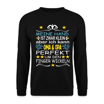 Oma und Opa Oma Sprüche Opa Sprüche Großeltern - Unisex Pullover - Schwarz - Vorne - Alina (178cm) & Michal (187cm)