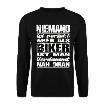 Motorradfahrer Biker Motorrad Sprüche Motorrad - Unisex Pullover - Schwarz - Vorne - Alina (178cm) & Michal (187cm)