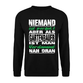 Gartenbau Gartenbauer Sprüche Handwerk Baustelle - Unisex Pullover - Schwarz - Vorne - Alina (178cm) & Michal (187cm)
