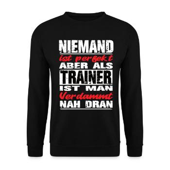 Trainer Trainer Sprüche Fußballtrainer Sport - Unisex Pullover - Schwarz - Vorne - Alina (178cm) & Michal (187cm)