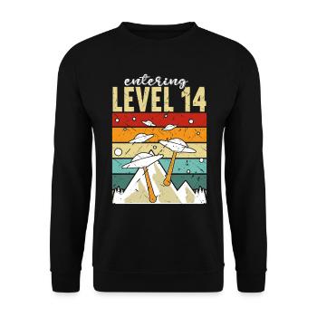 Level 14 Gaming Controller 14th Birthday - Unisex Sweatshirt - black - Front - Alina (178cm) & Michal (187cm)