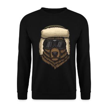 Bear with sunglasses - Unisex Sweatshirt - black - Front - Alina (178cm) & Michal (187cm)